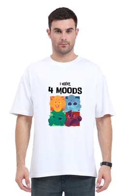 Oversized t-shirt with My 4 Moods quirky mood graphics by Rizz Studio