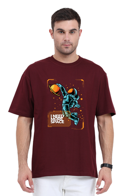 Oversized Need More Space T-Shirt with astronaut dunking planet graphic