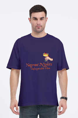Oversized Negroni Nights T-Shirt with elegant Negroni cocktail illustration