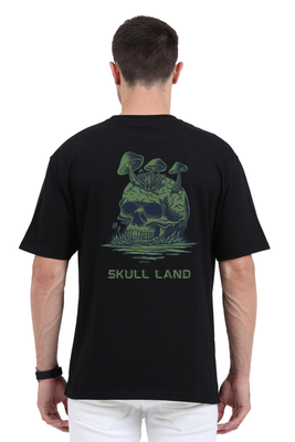 A skull and the text Skull Land written on the back – Oversized T-shirt by Rizz Studio