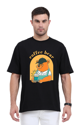 Oversized Barista Bear T-Shirt with bear holding coffee cup graphic