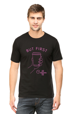 Regular fit t-shirt with graphic of hand holding coffee cup