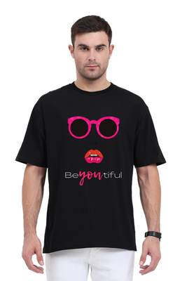 Oversized BeYoutiful T-Shirt with abstract pink face and lips graphic