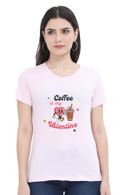 A coffee glass and a heart with the text Coffee is my Valentine written. – Women’s Regular Fit T-shirt by Rizz Studio