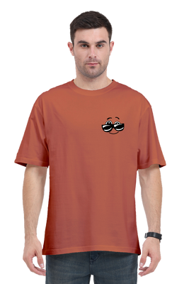 A graphic of eyes wearing lowered shades on the chest pocket area – Oversized T-shirt by Rizz Studio