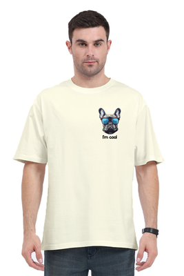Oversized t-shirt with dog wearing sunglasses graphic by Rizz Studio