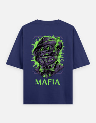 Illustration of a mafia-style gorilla in a fedora, bowtie, and sunglasses, surrounded by glowing neon green and purple highlights, smoking a cigar.