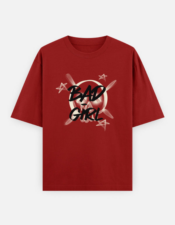 Bad Girl – Oversized Skull Graffiti T-Shirt