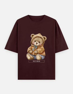 A teddy bear with the text Rizz Bear written under it – Oversized T-shirt by Rizz Studio