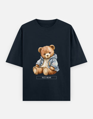 A teddy bear with the text Rizz Bear written under it – Oversized T-shirt by Rizz Studio