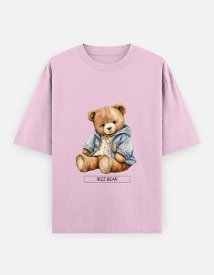 A teddy bear with the text Rizz Bear written under it – Oversized T-shirt by Rizz Studio