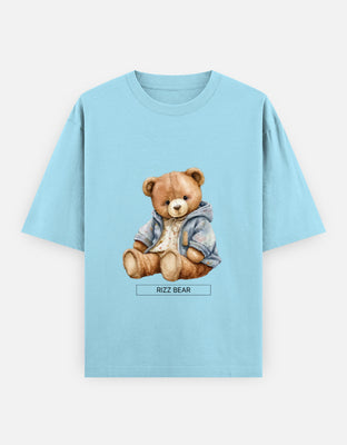 A teddy bear with the text Rizz Bear written under it – Oversized T-shirt by Rizz Studio